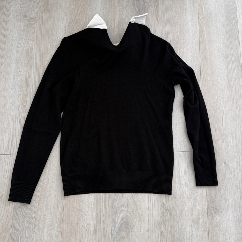 Black Sweater with Embellished White Collar - Women's - Picture 3 of 3